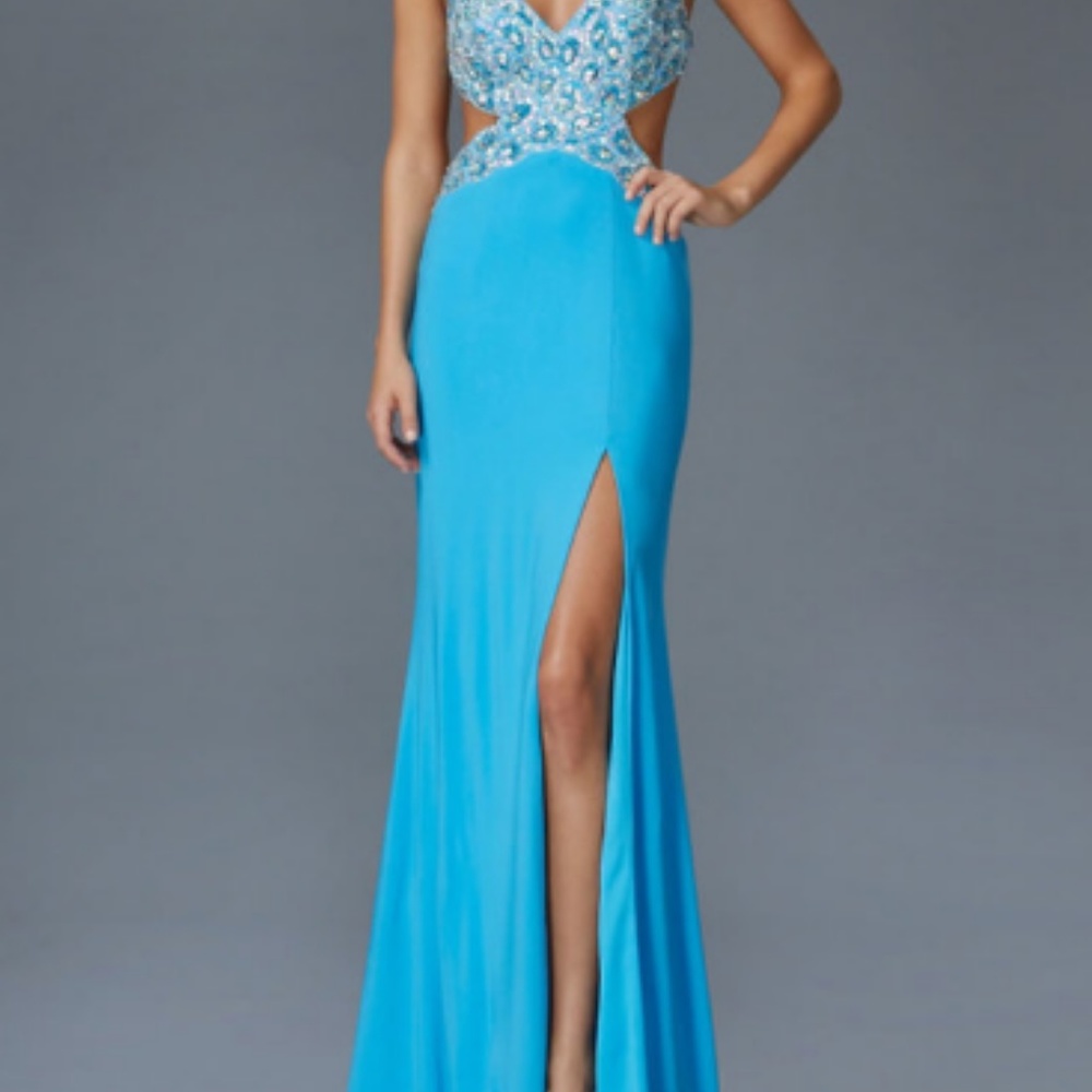Blue Prom Dress with Crystals